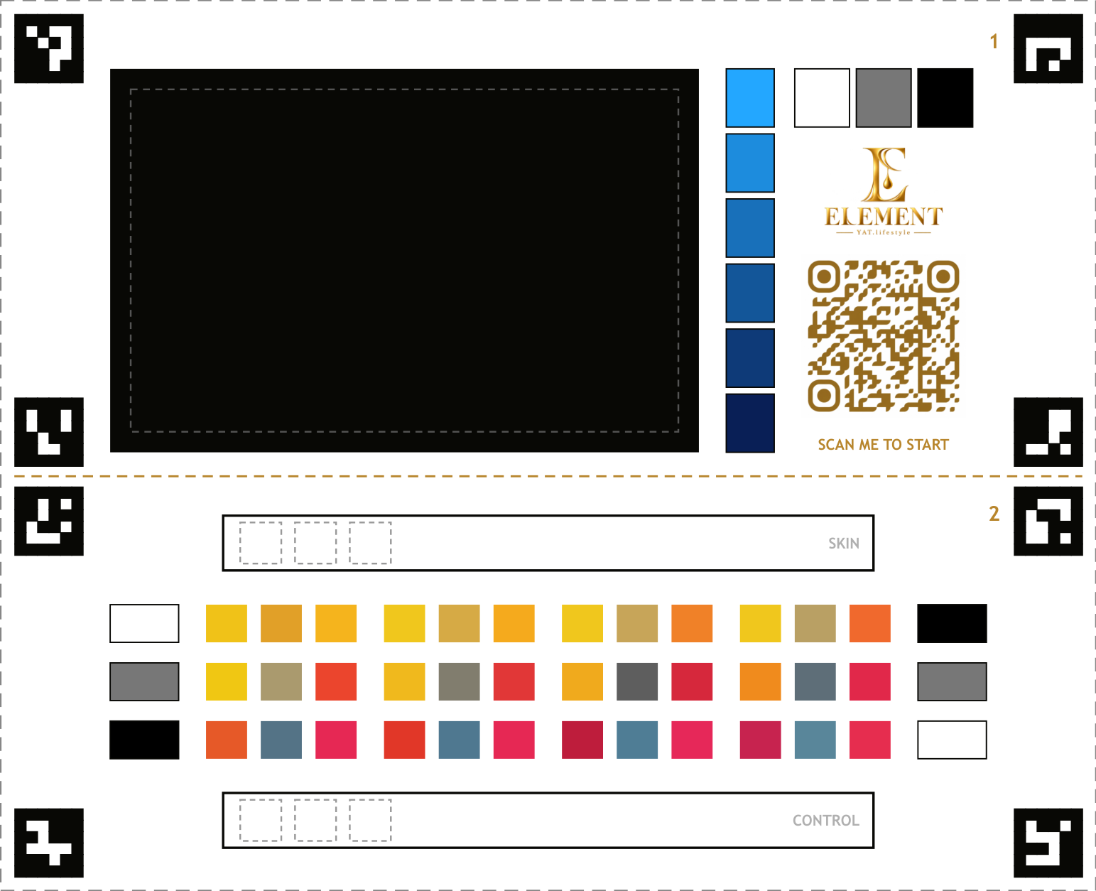 The exact Element lid board with a blotting sheet and separate skin and control strip positions